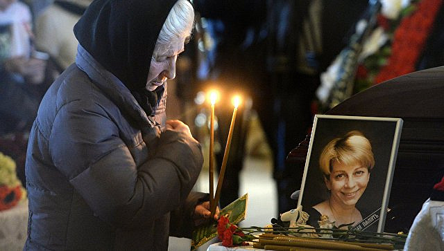 Панихида по жертвам катастрофы Ту-154 в Новодевичьем монастыре
